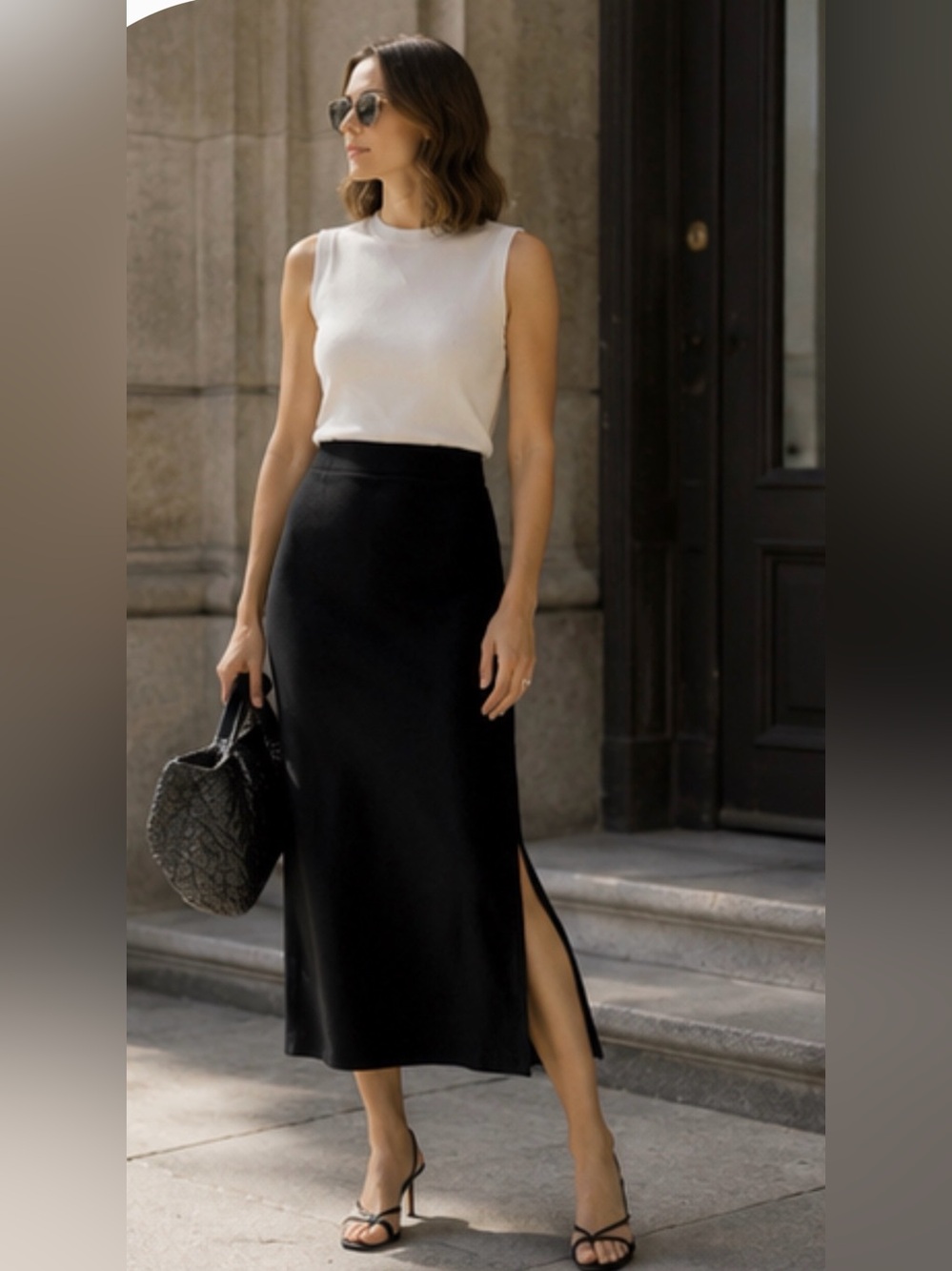 St. John Basics Santana Knit Maxi Skirt Black Sz 4 Side Slit Evening